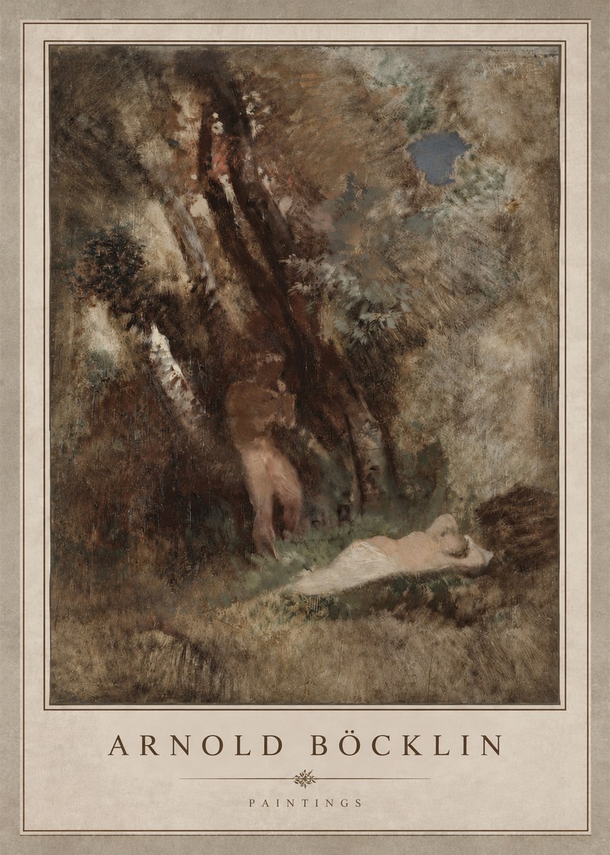 Arnold Böcklin Pan Frightening a Nymph No3 - Plakat