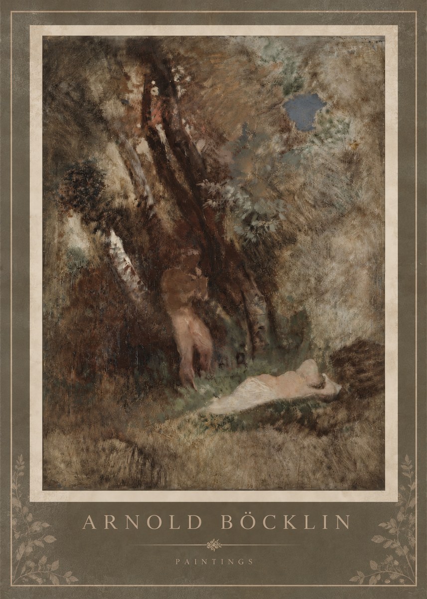 Arnold Böcklin Pan Frightening a Nymph No4 - Plakat