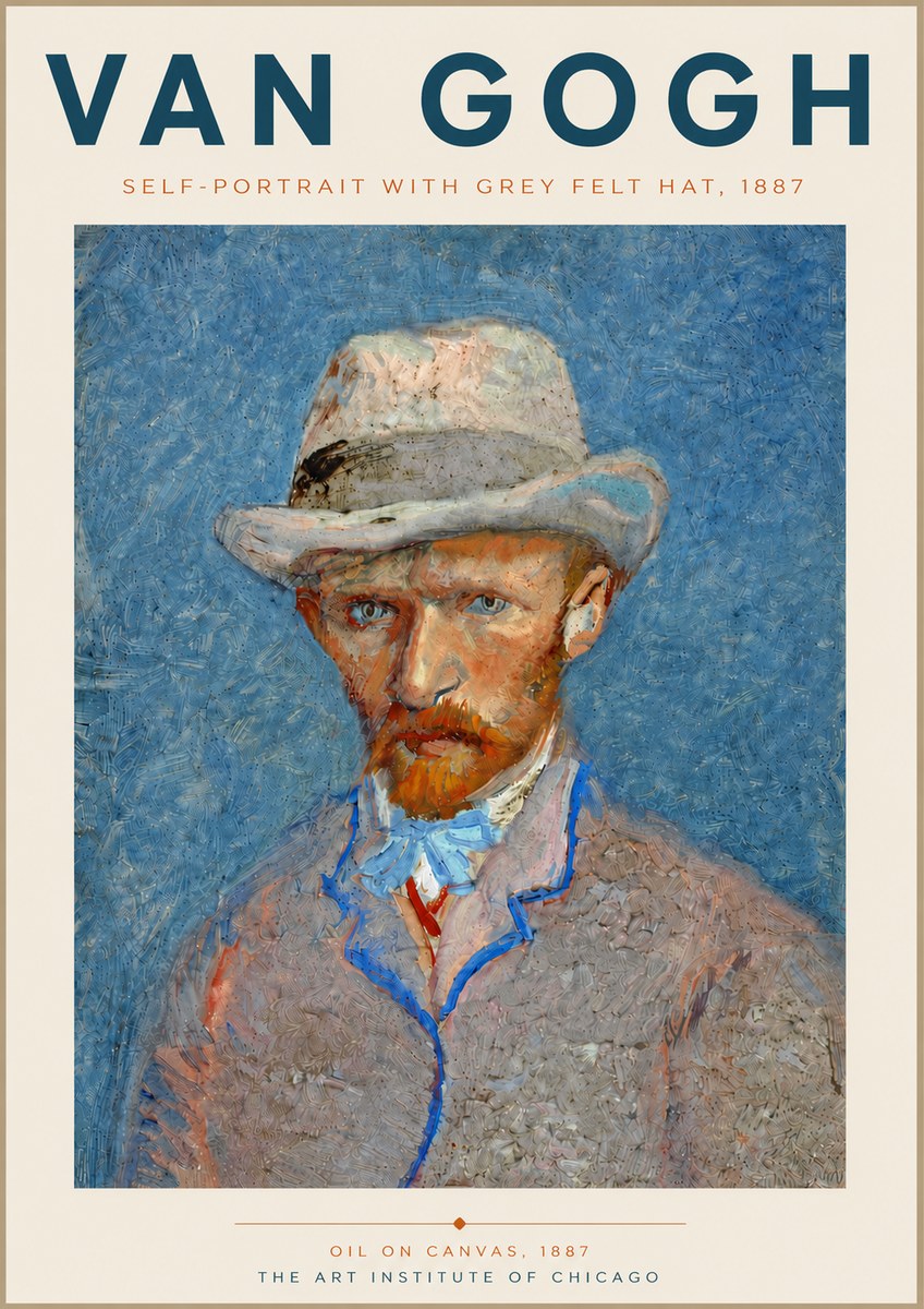 Van Gogh Self-portrait with Grey Felt Hat II No6 - Plakat