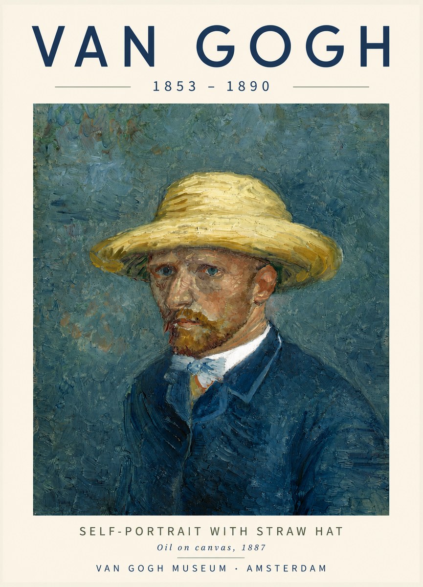 Van Gogh Self-portrait with Straw Hat III No4 - Plakat