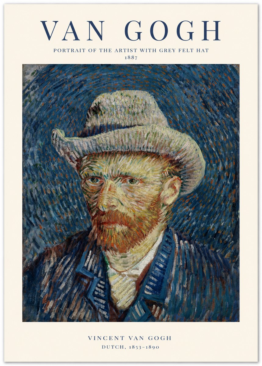 Van Gogh Portrait of the Artist with Grey Felt Hat No1 - Plakat