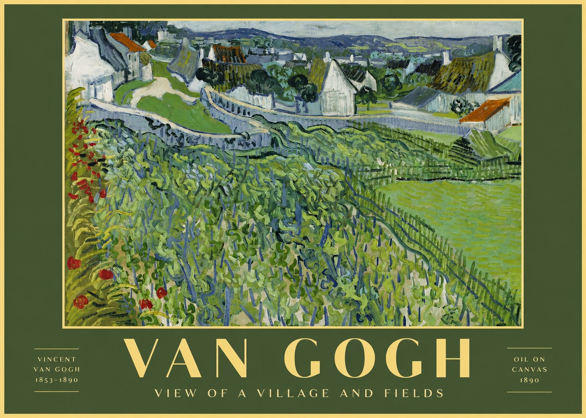 Van Gogh View of a Village and Fields No2 - Plakat