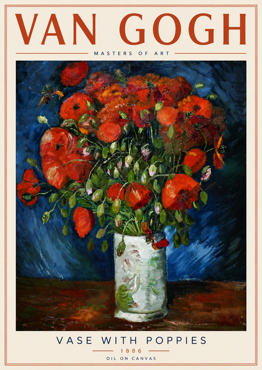 Van Gogh Vase with Poppies No6 - Plakat