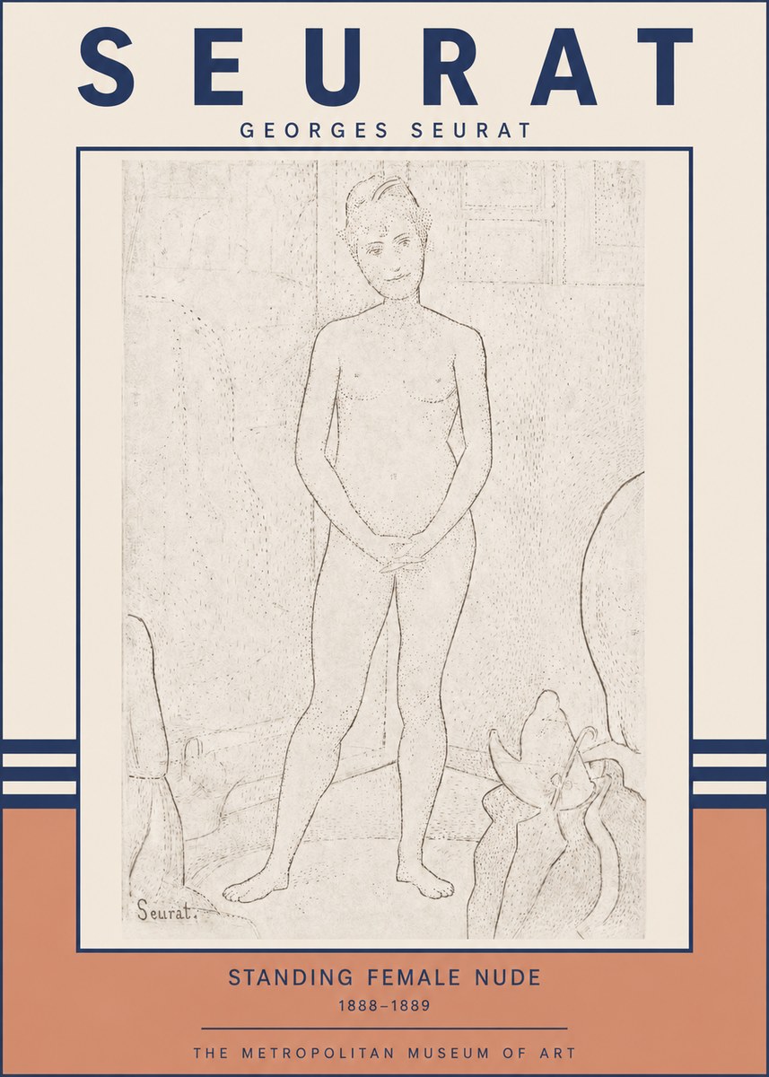 Seurat Standing Female Nude No3 - Plakat