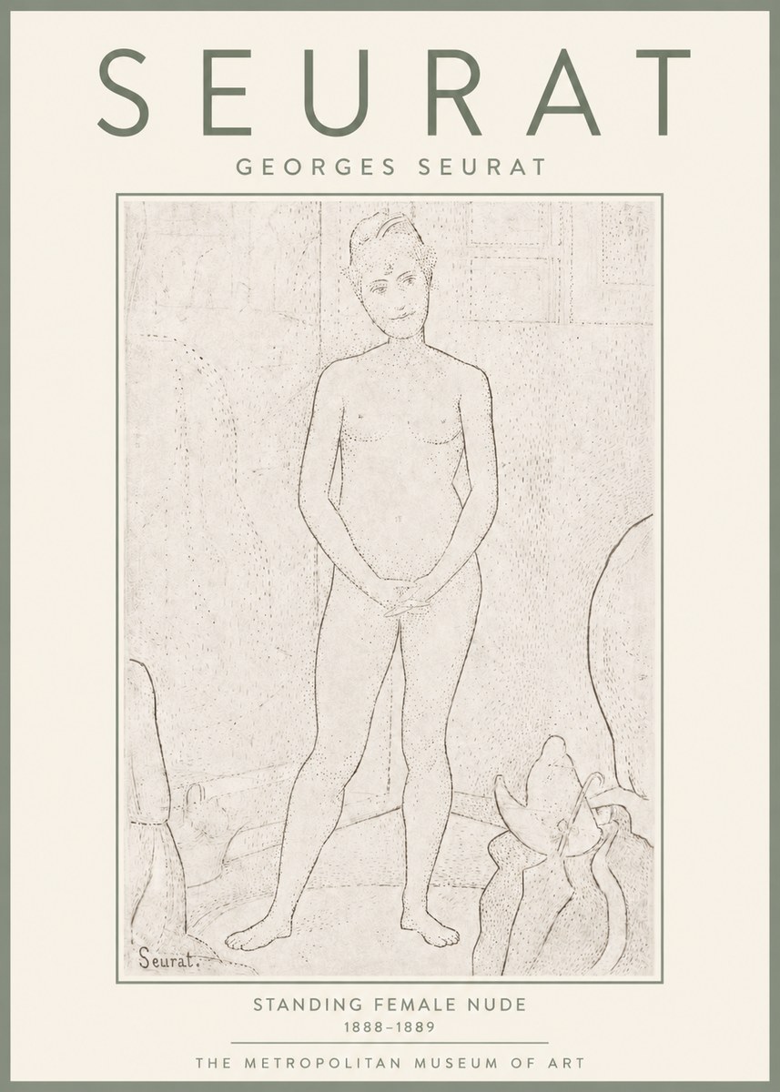Seurat Standing Female Nude No4 - Plakat