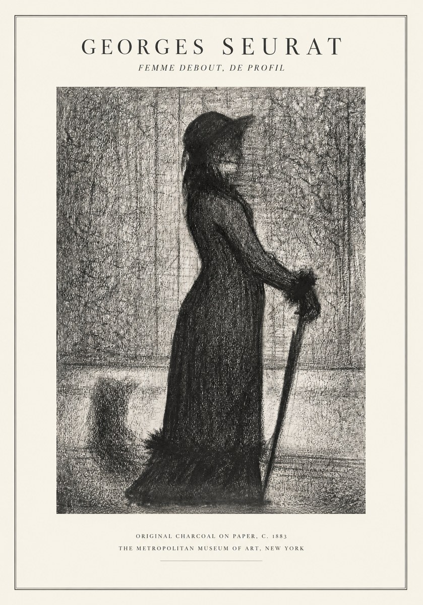 Seurat Femme Debout, De Profil No1 - Plakat
