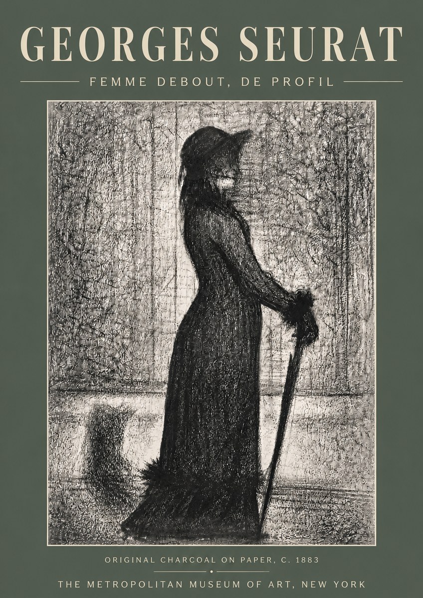 Seurat Femme Debout, De Profil No5 - Plakat