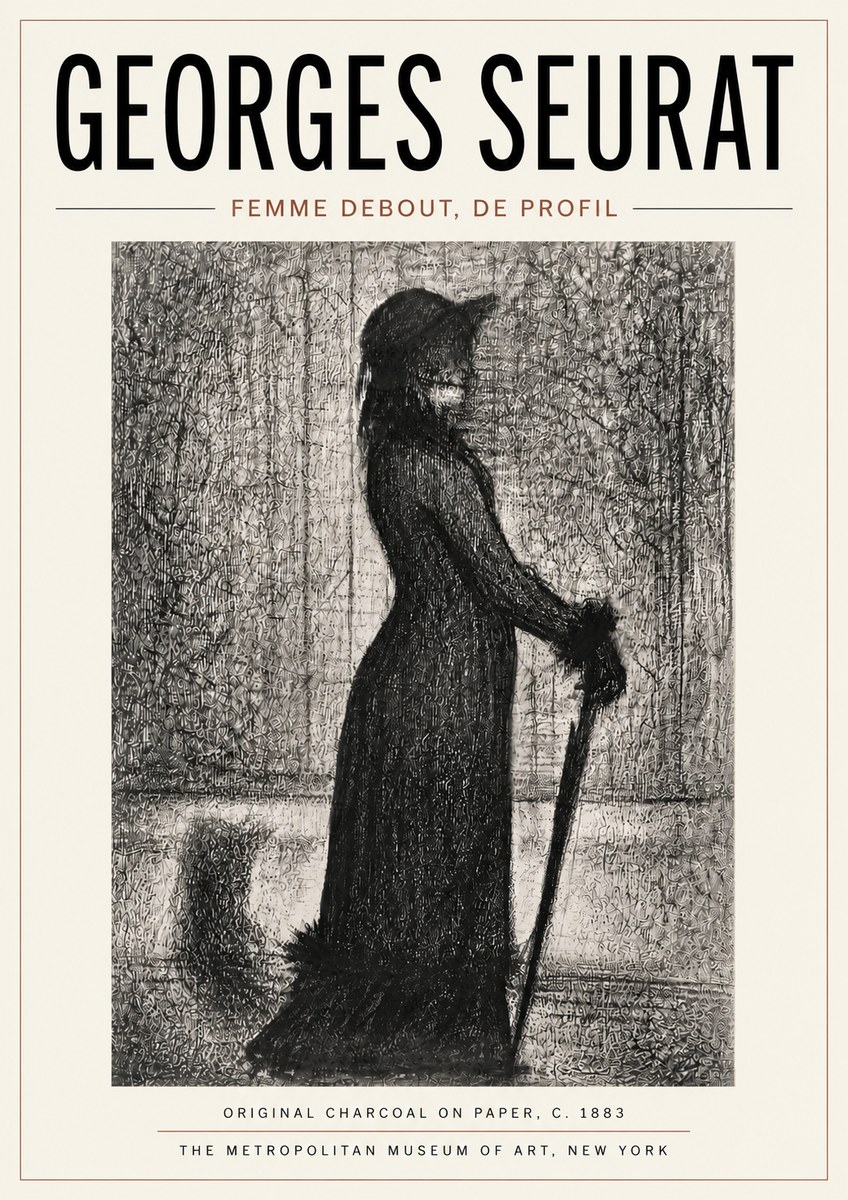 Seurat Femme Debout, De Profil No6 - Plakat