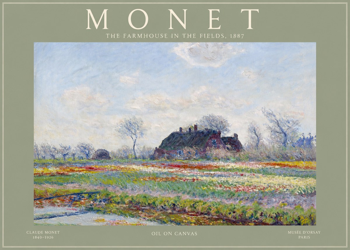 Monet The Farmhouse in the Fields No2 - Plakat