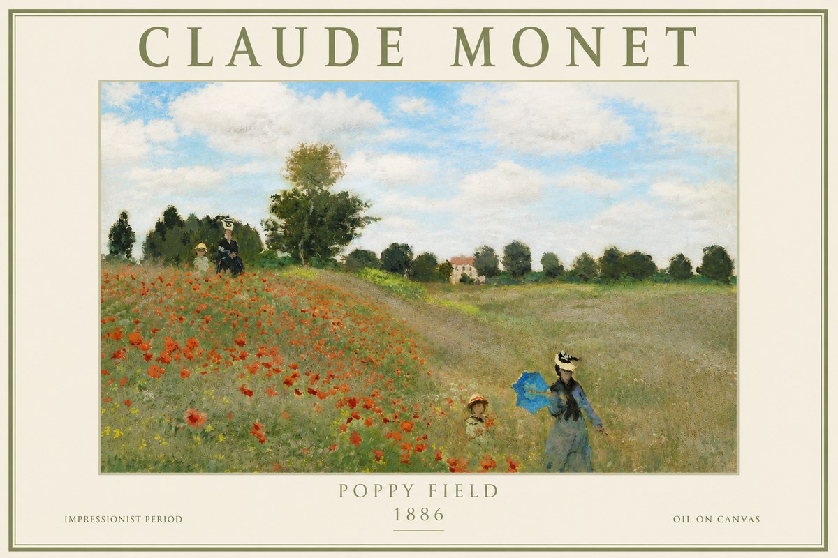 Monet Poppy Field No4 - Plakat