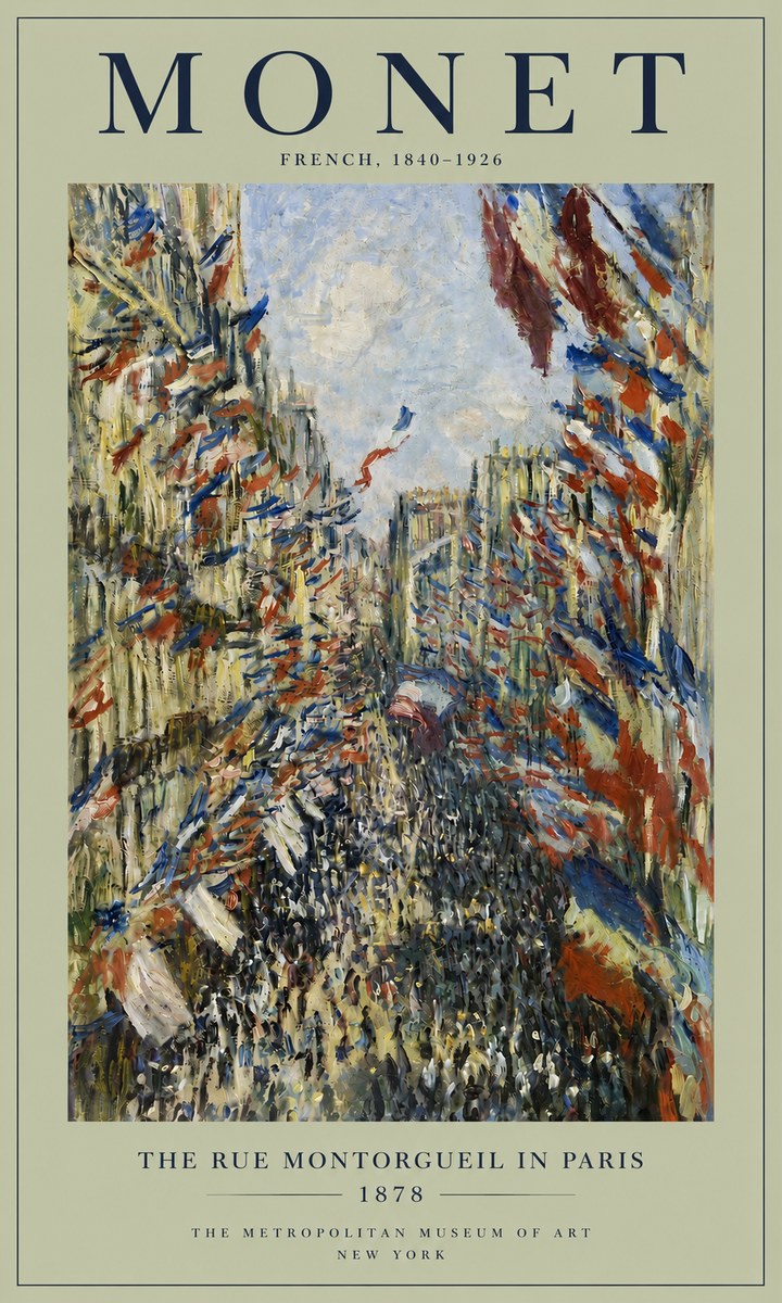 Monet The Rue Montorgueil in Paris No4 - Plakat