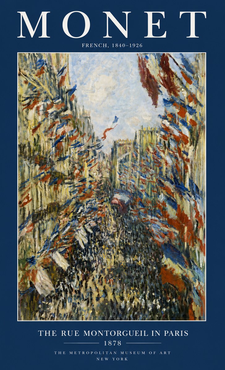 Monet The Rue Montorgueil in Paris No6 - Plakat