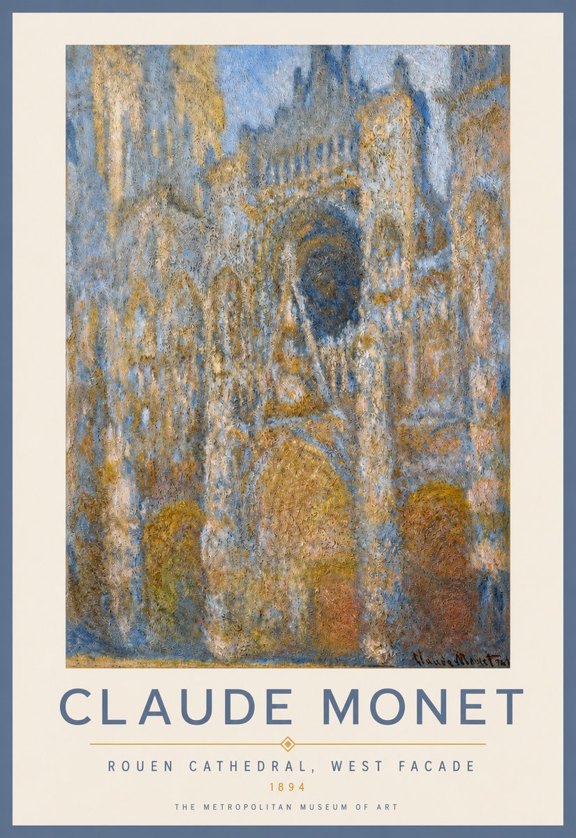Monet Rouen Cathedral, West Facade No2 - Plakat