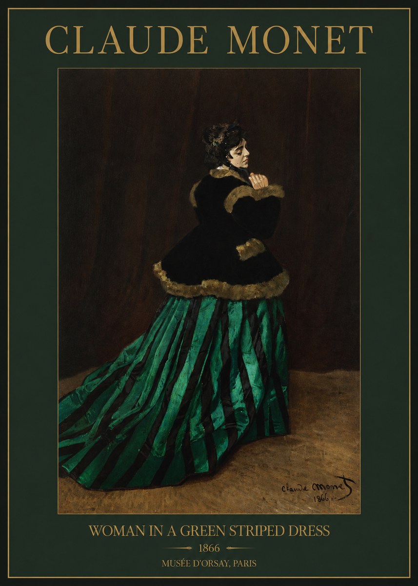 Monet Woman in a Green Striped Dress No2 - Plakat