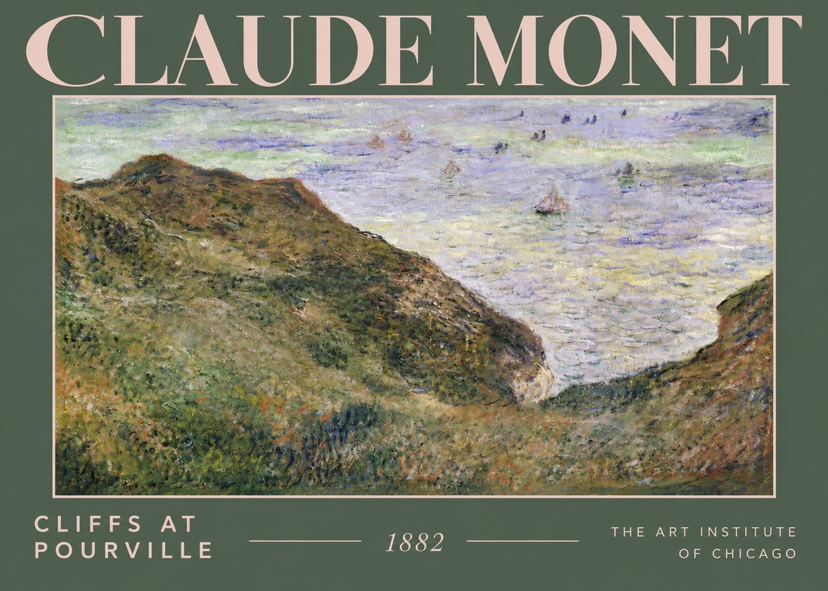 Monet Cliffs at Pourville II No4 - Plakat