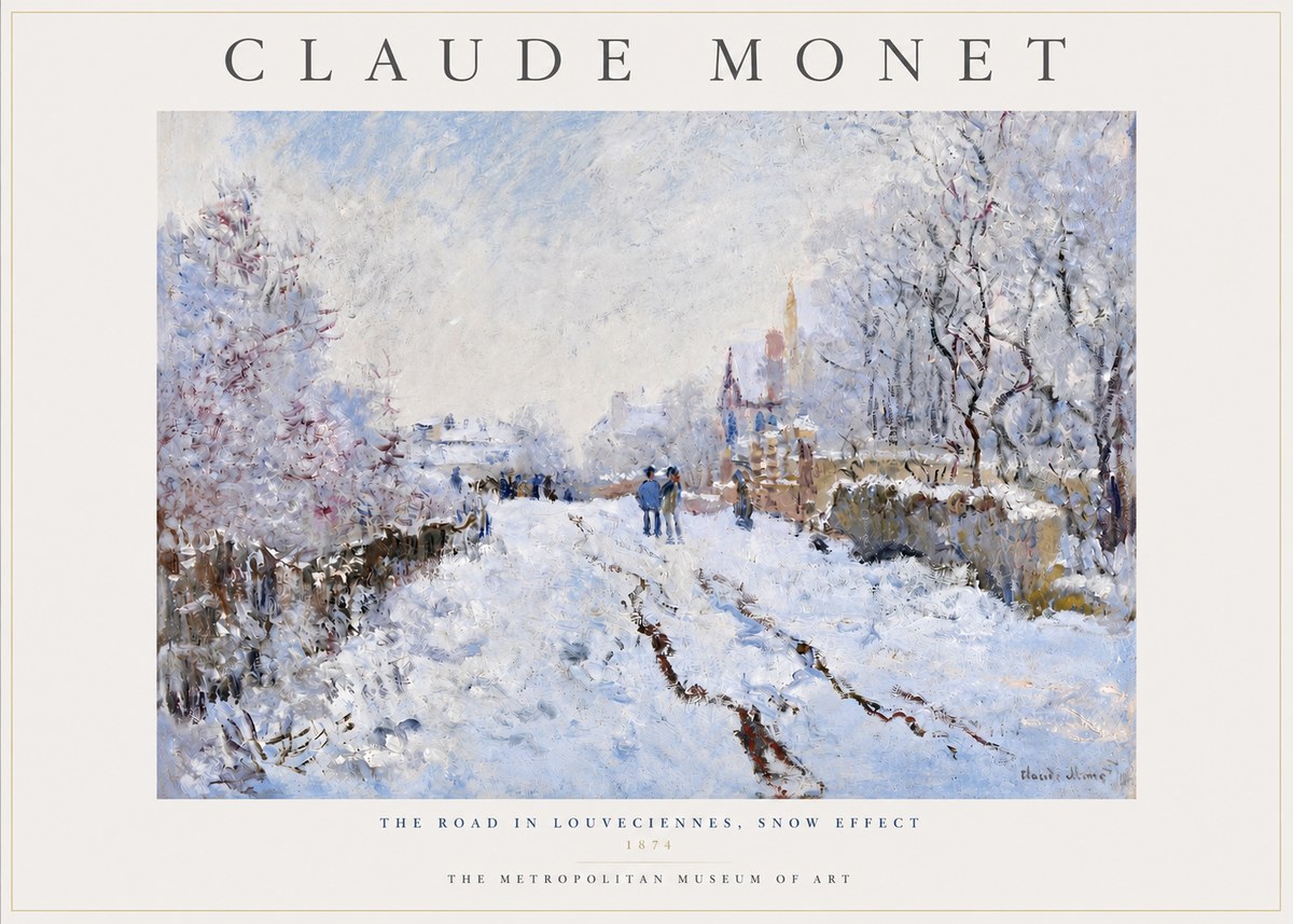Monet The Road in Louveciennes, Snow Effect No3 - Plakat