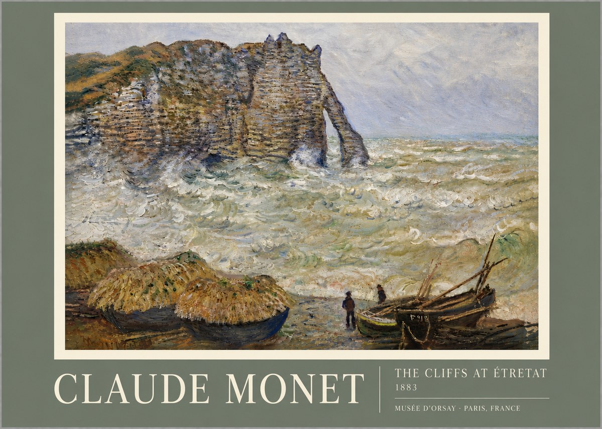 Monet The Cliffs at Etretat No5 - Plakat