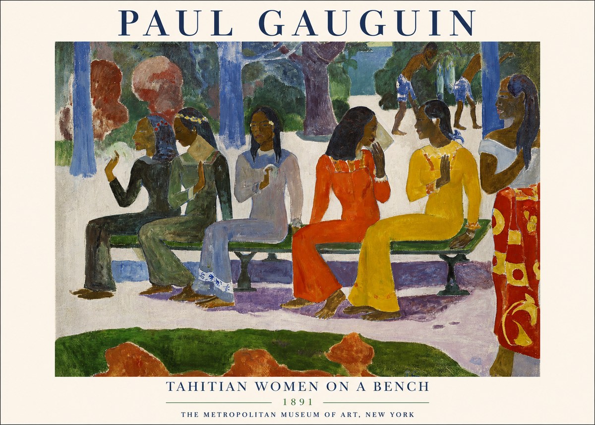 Paul Gauguin Tahitian Women on a Bench No1 - Plakat