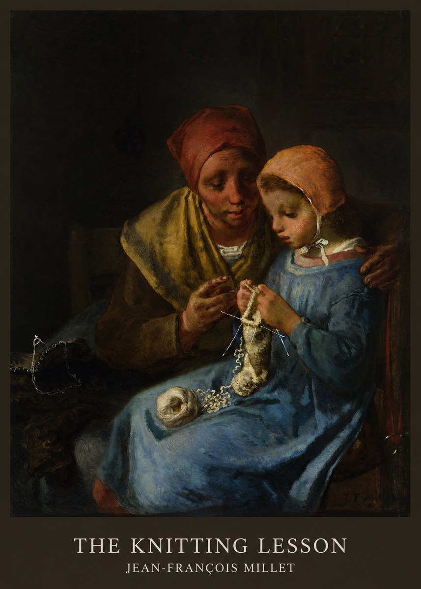 Jean-François Millet The Knitting Lesson I No5 - Plakat