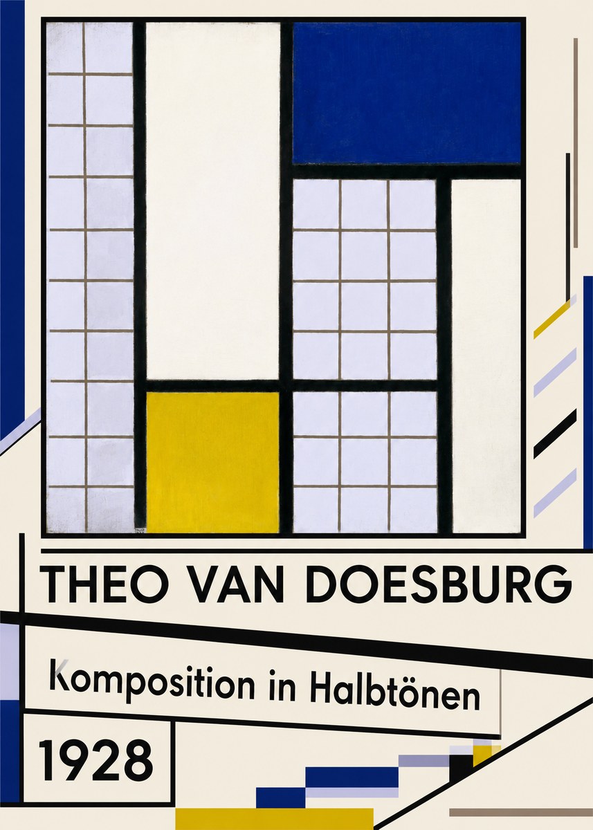 Theo van Doesburg Komposition in Halbtönen No5 - Plakat