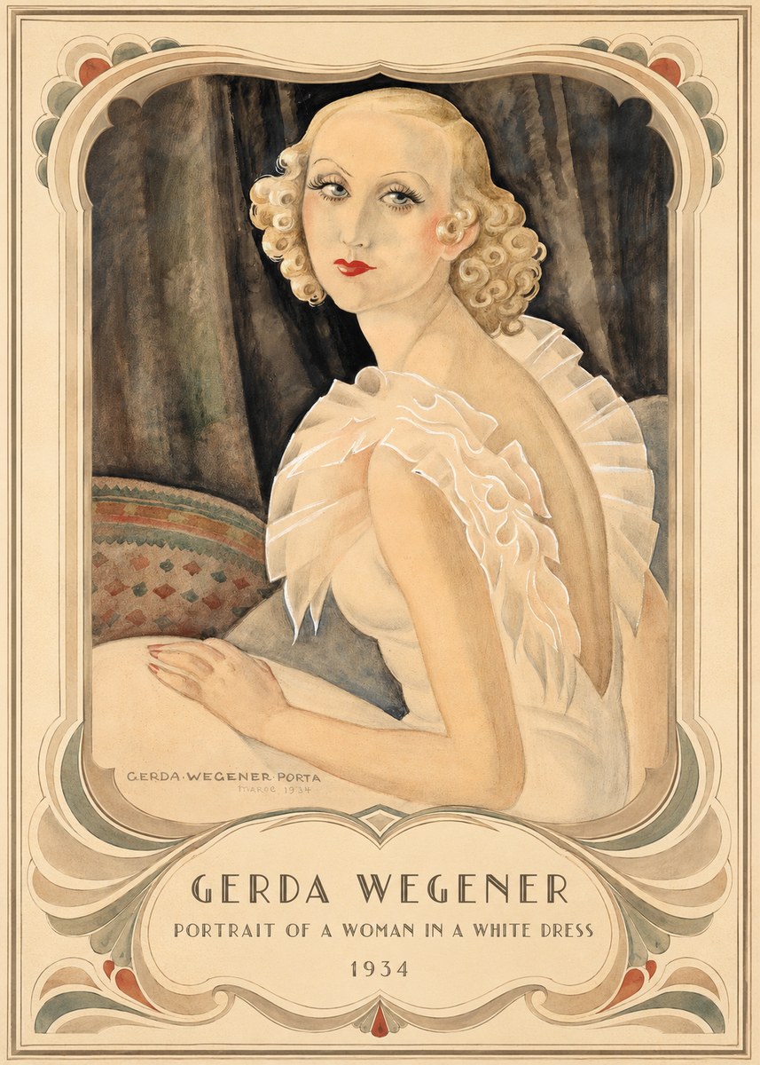 Gerda Wegener Portrait of a Woman in a White Dress No3 - Plakat