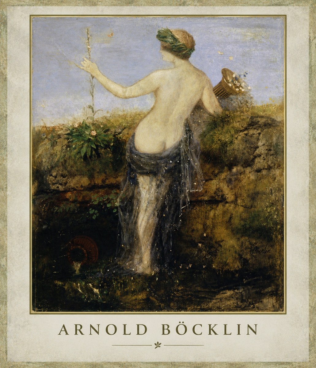 Arnold Böcklin Nymph in a Spring Forest No1 - Plakat