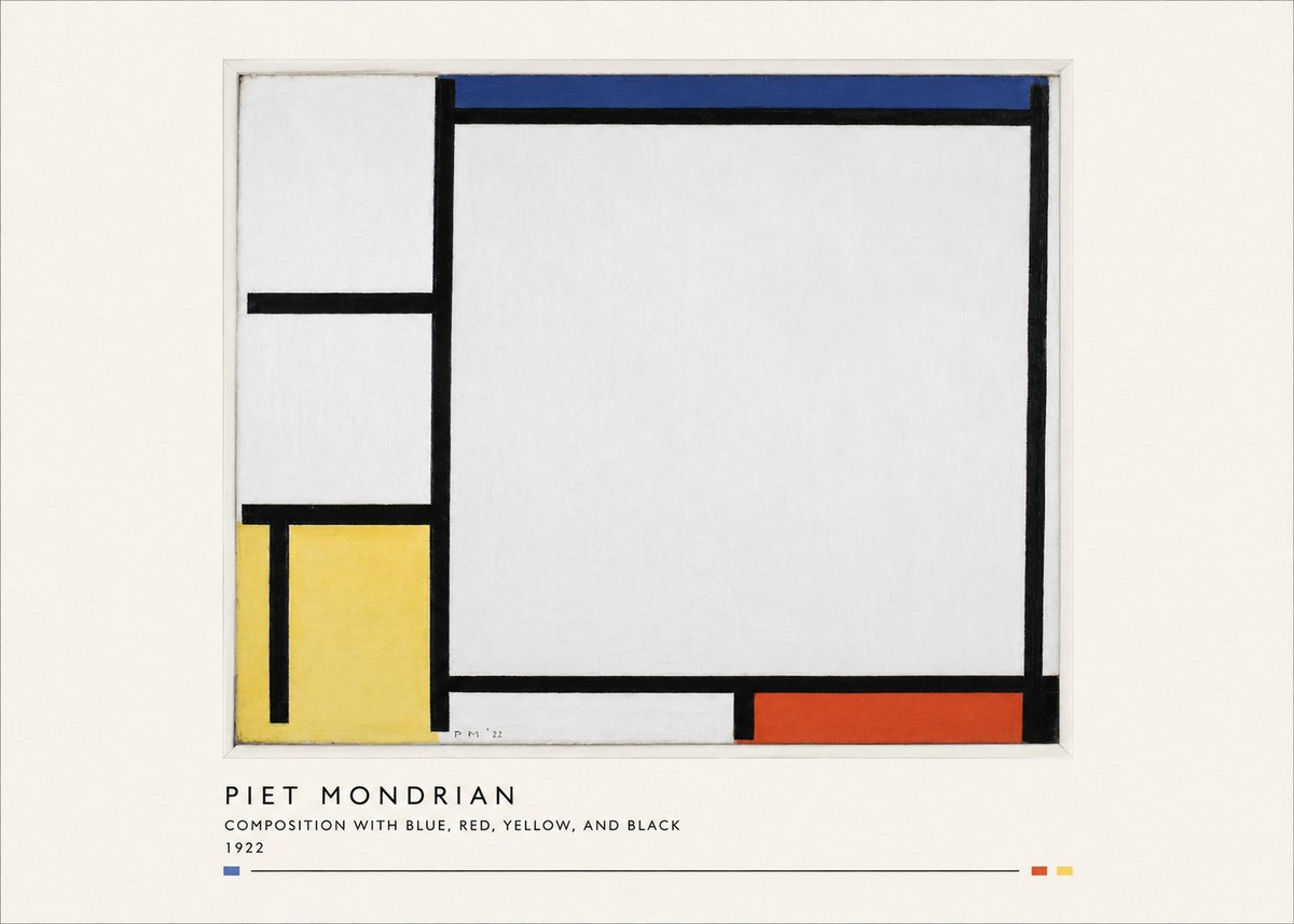 Piet Mondrian Composition with Blue, Red, Yellow, and Black No4 - Plakat