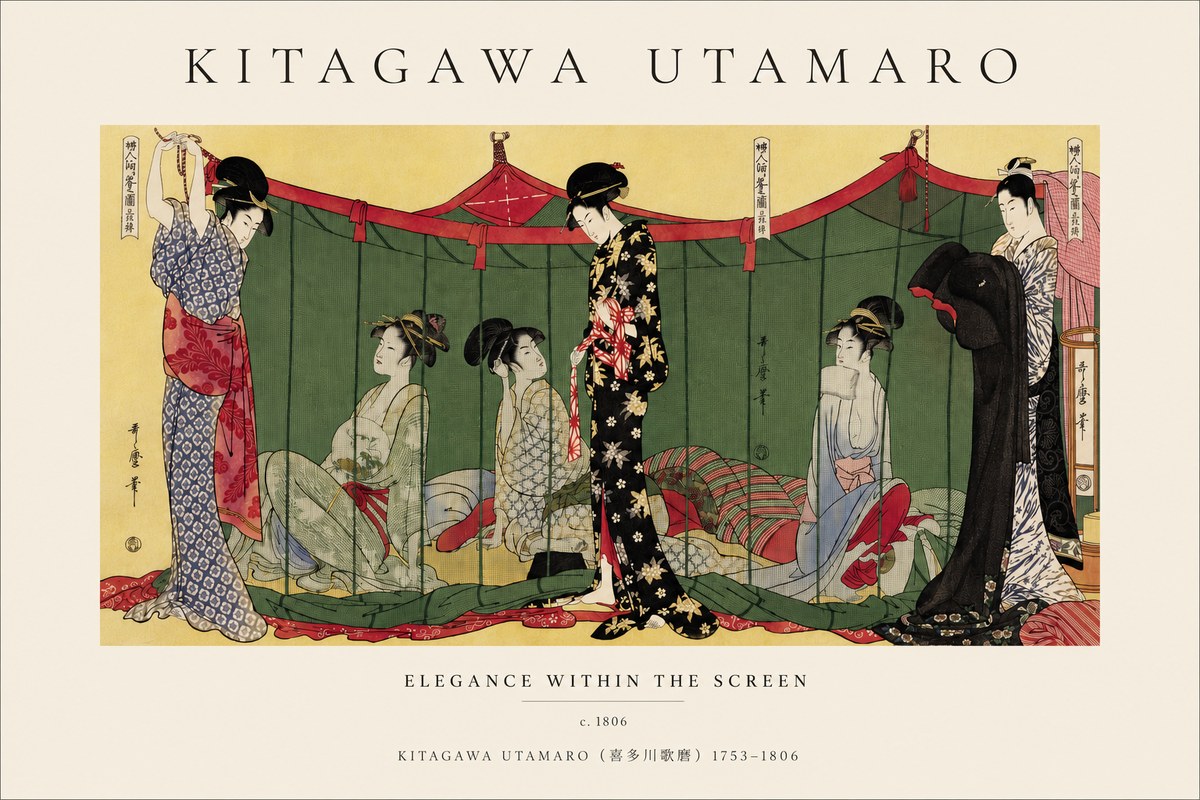 Kitagawa Utamaro Elegance Within the Screen No3 - Plakat