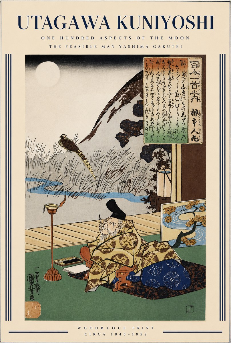 Utagawa Kuniyoshi The Feasible Man Yashima Gakutei No3 - Plakat