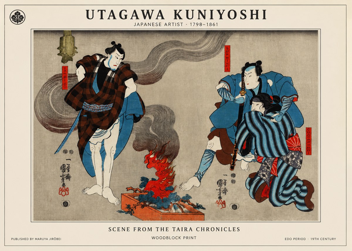 Utagawa Kuniyoshi Scene from the Taira Chronicles No1 - Plakat