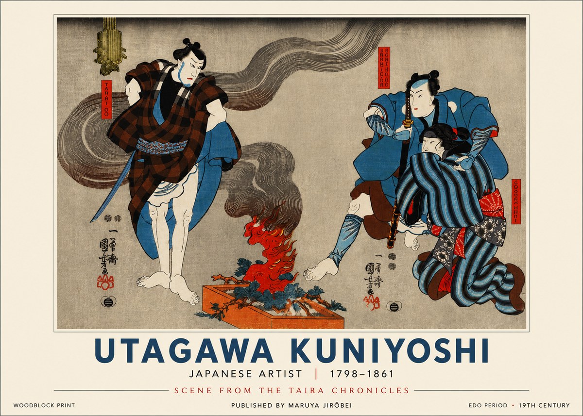 Utagawa Kuniyoshi Scene from the Taira Chronicles No3 - Plakat