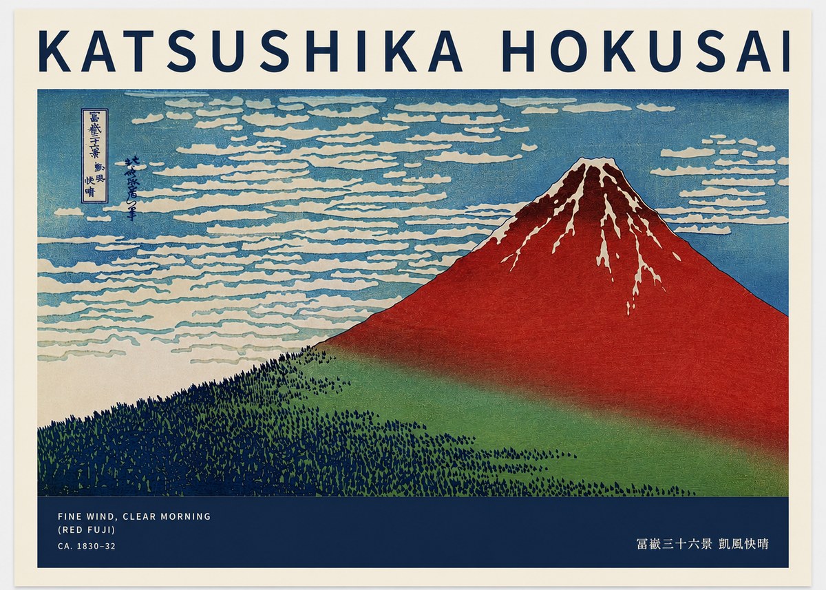 Katsushika Hokusai Fine Wind, Clear Morning (Red Fuji) I No2 - Plakat