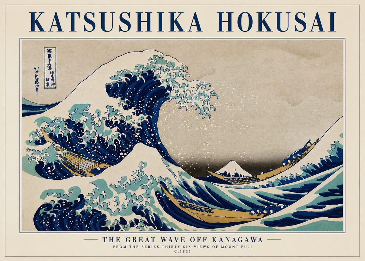 Katsushika Hokusai The Great Wave off Kanagawa II No7 - Plakat