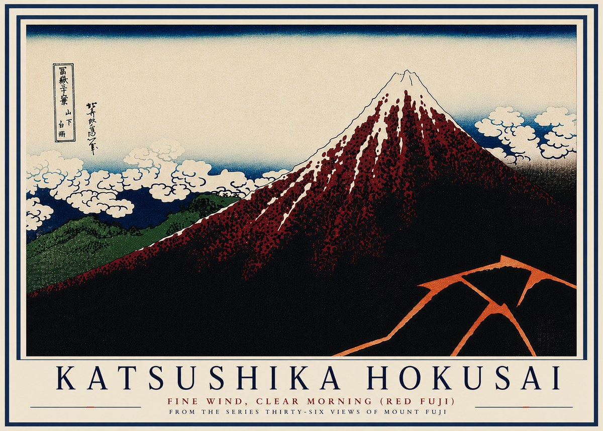 Katsushika Hokusai Fine Wind, Clear Morning (Red Fuji) II No7 - Plakat