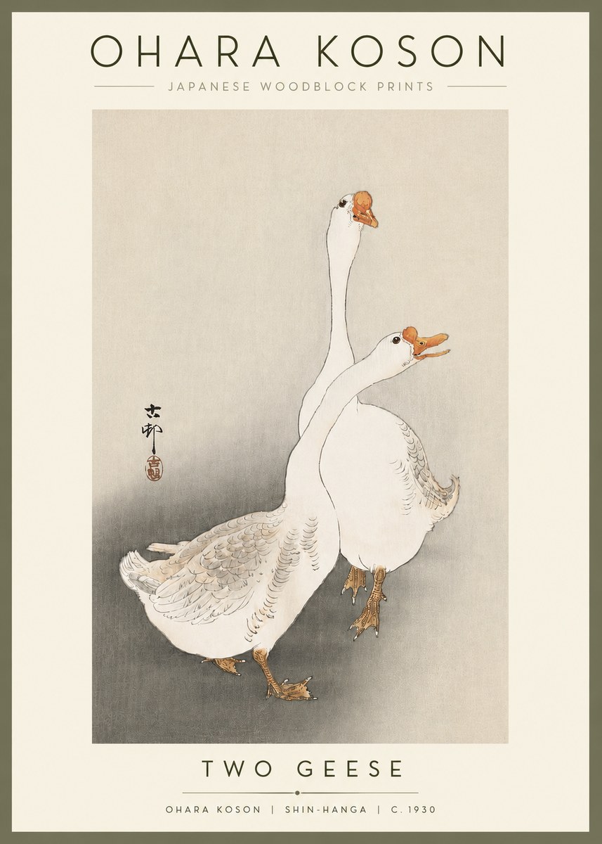 Ohara Koson Two Geese No2 - Plakat