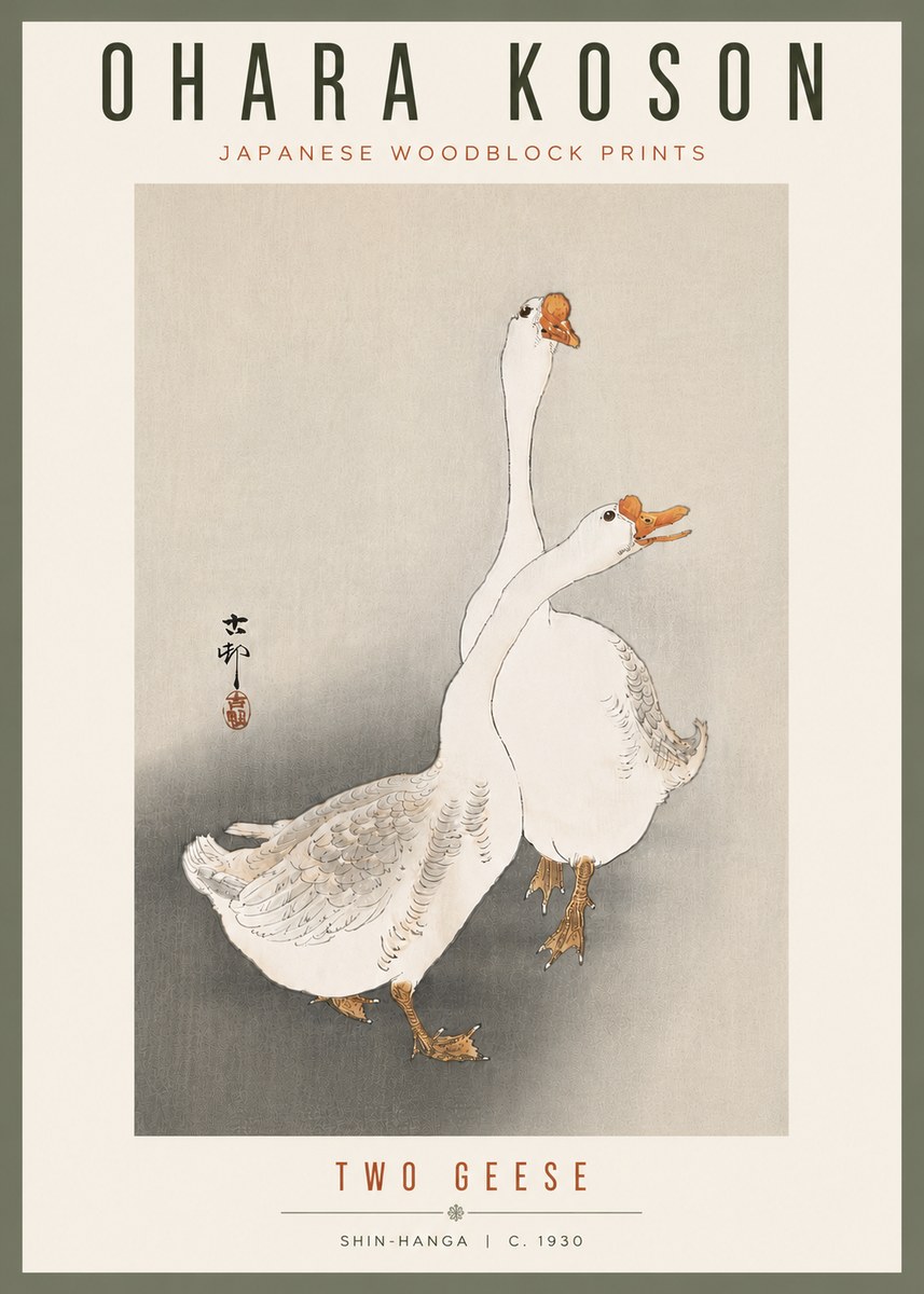 Ohara Koson Two Geese No6 - Plakat