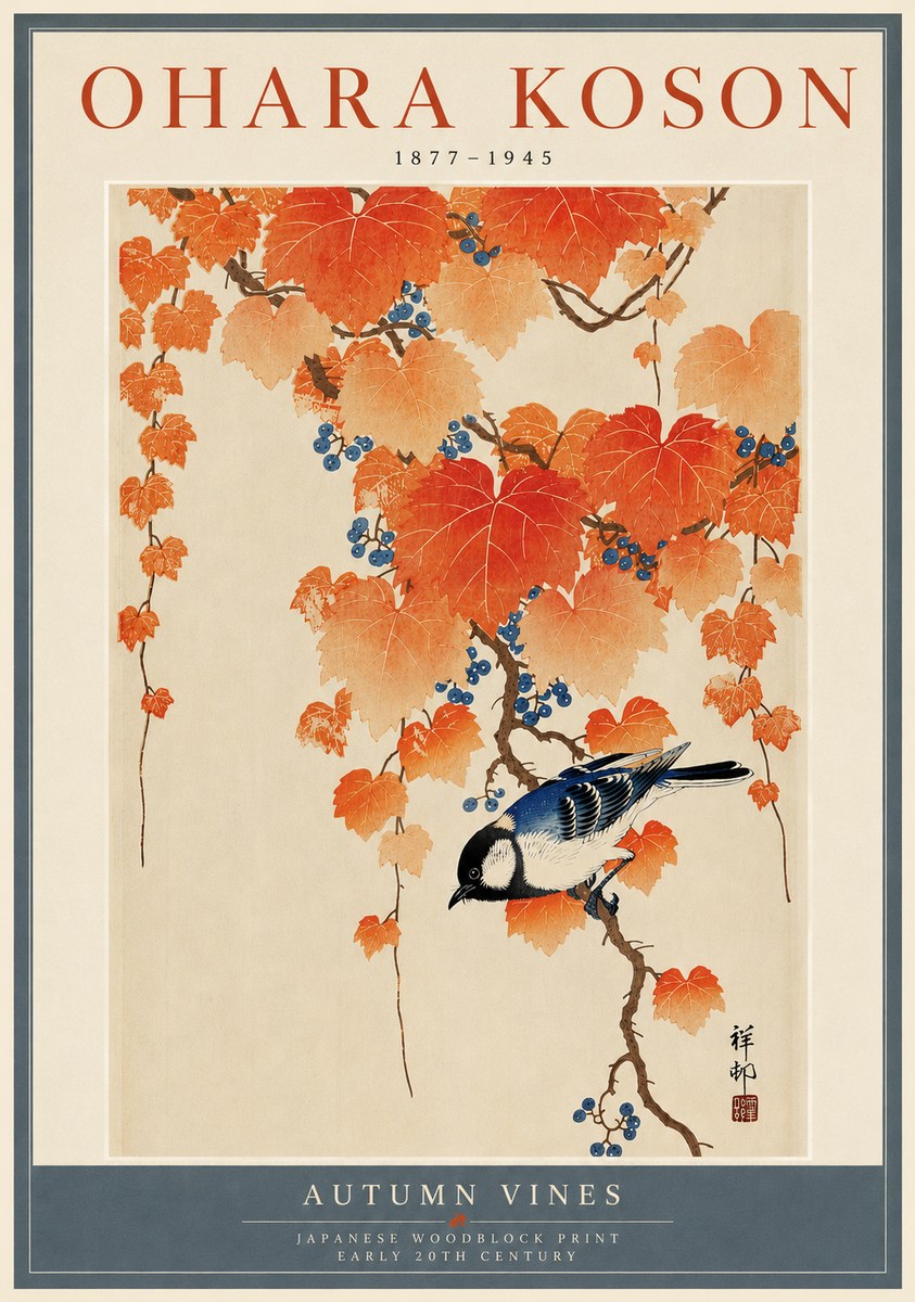 Ohara Koson Autumn Vines No6 - Plakat