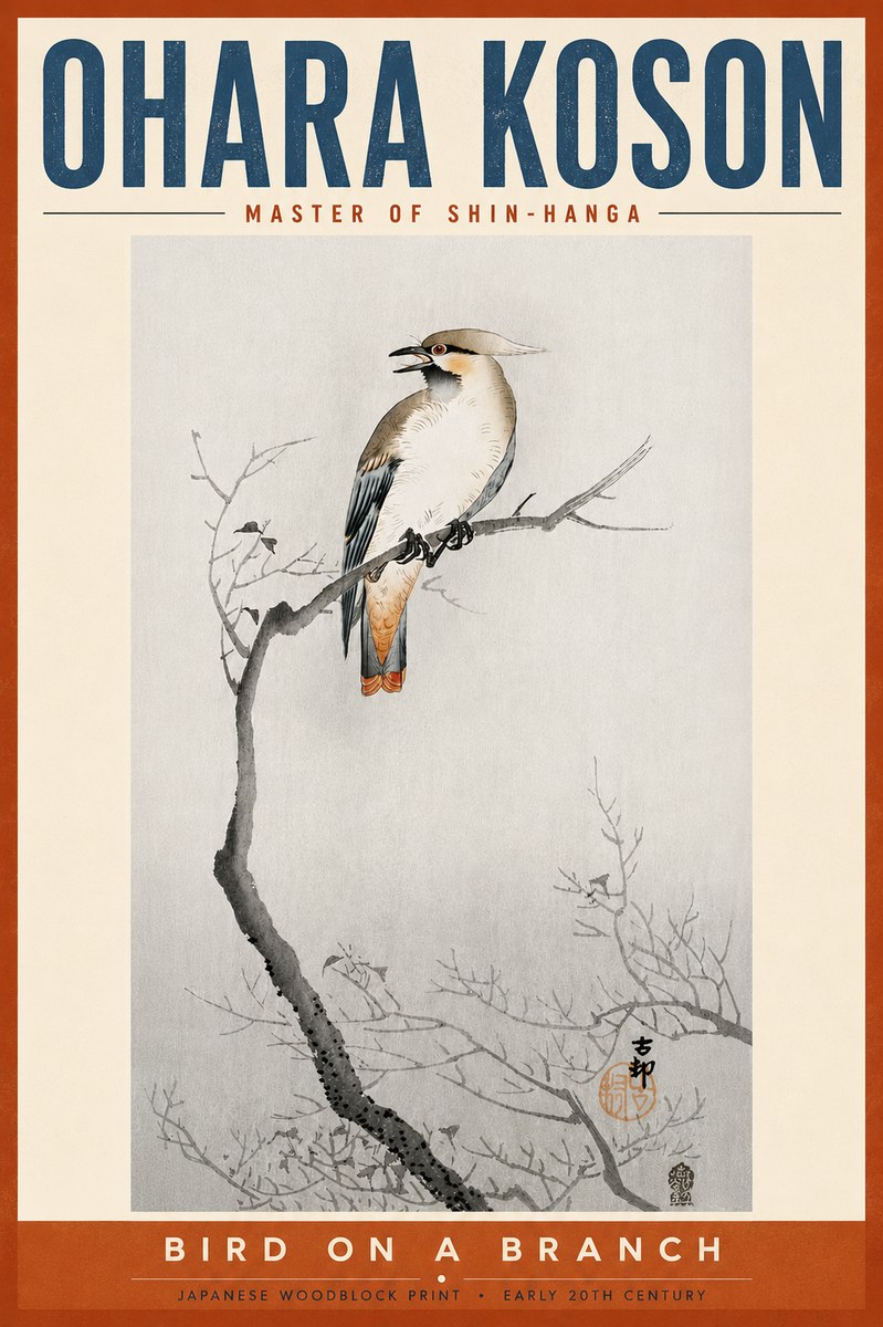 Ohara Koson Bird on a Branch I No6 - Plakat