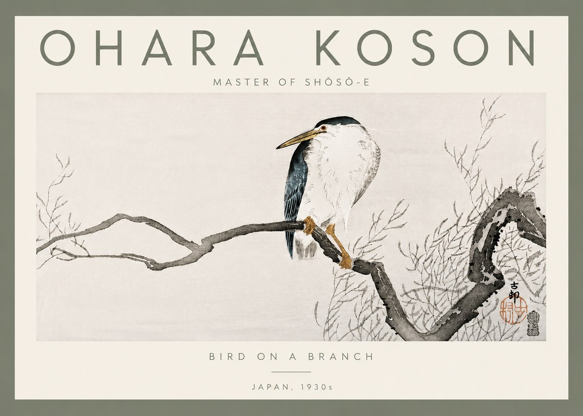 Ohara Koson Bird on a Branch II No5 - Plakat