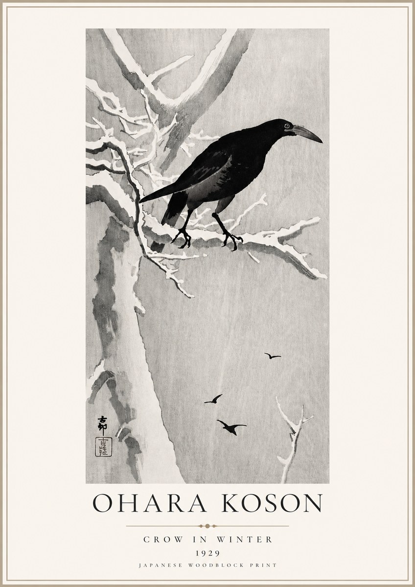 Ohara Koson Crow in Winter I No3 - Plakat
