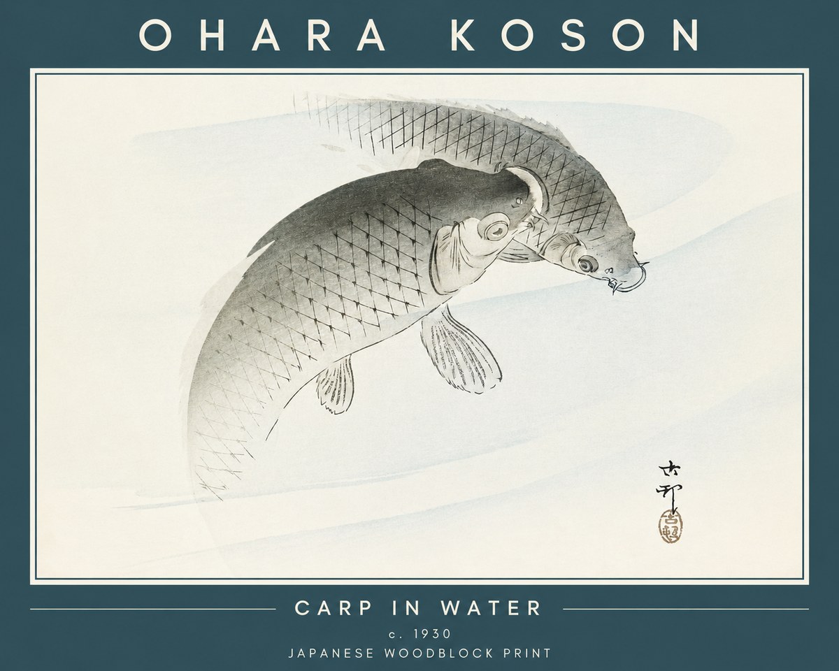 Ohara Koson Carp in Water No2 - Plakat