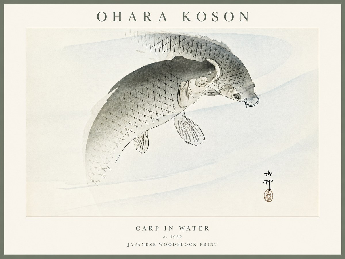 Ohara Koson Carp in Water No4 - Plakat