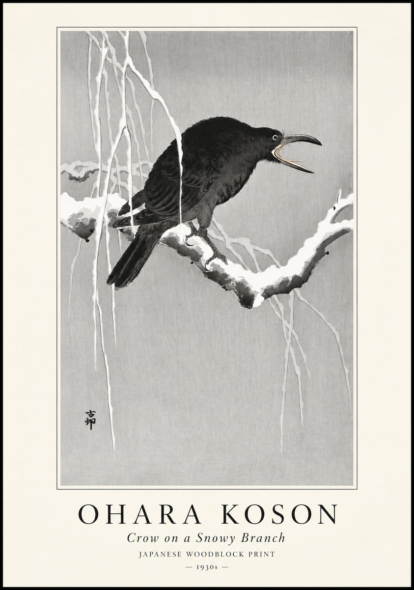 Ohara Koson Crow on a Snowy Branch II No1 - Plakat