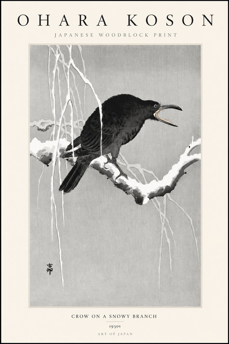 Ohara Koson Crow on a Snowy Branch II No3 - Plakat