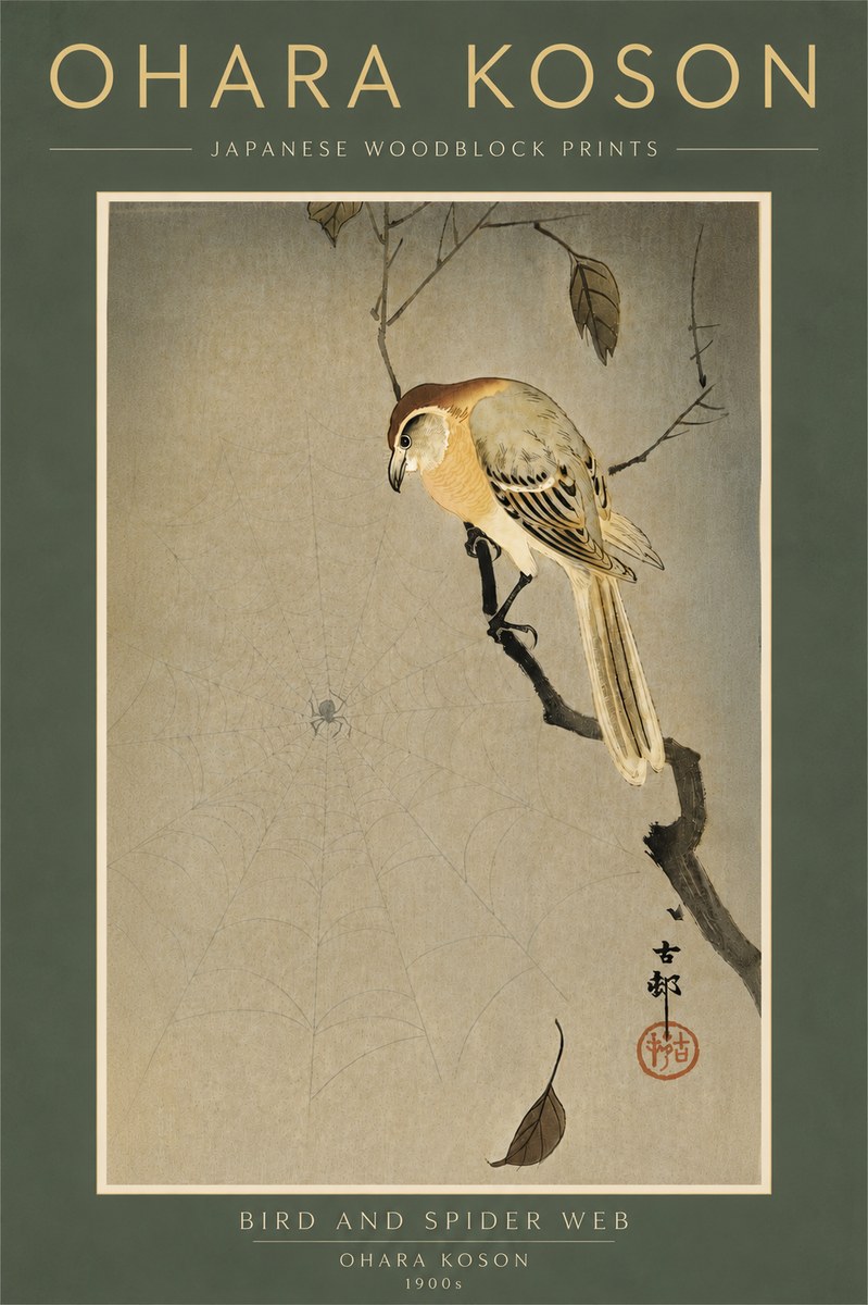 Ohara Koson Bird and Spider Web I No6 - Plakat