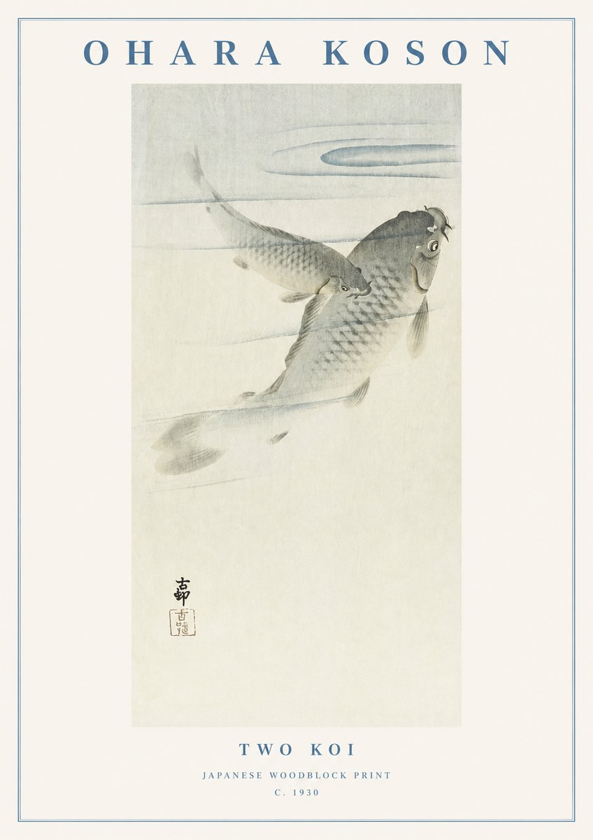 Ohara Koson Two Koi I No1 - Plakat