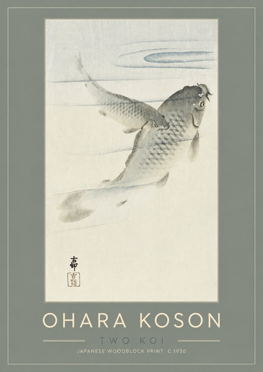 Ohara Koson Two Koi I No2 - Plakat