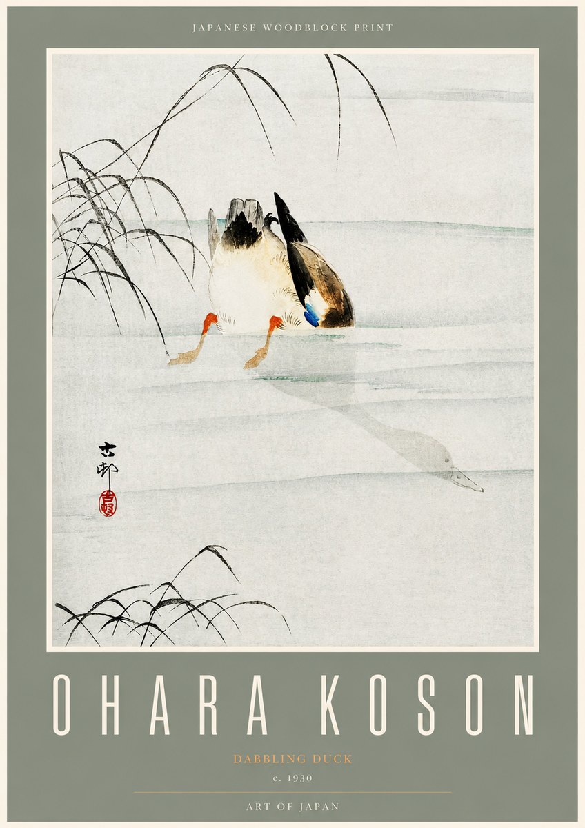 Ohara Koson Dabbling Duck No2 - Plakat