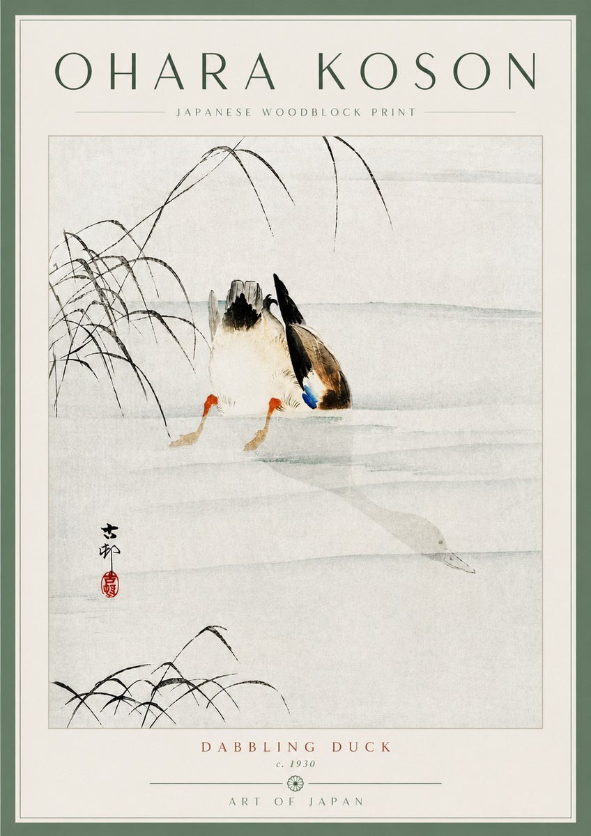 Ohara Koson Dabbling Duck No5 - Plakat