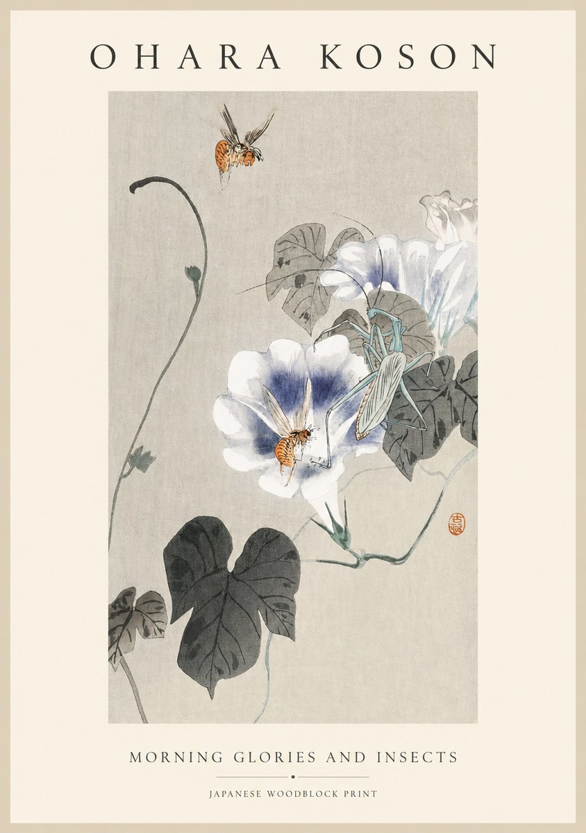 Ohara Koson Morning Glories and Insects No1 - Plakat